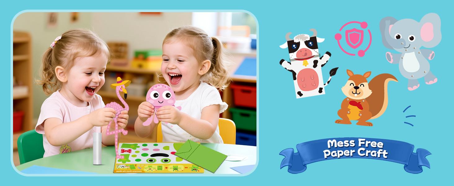 20 Crafts in a Box, Arts and Crafts Kit with Envelopes Glue Stick Tape, Fun for Creativity & Fine Motor Skills, Gift for Kids Birthday Party Christmas