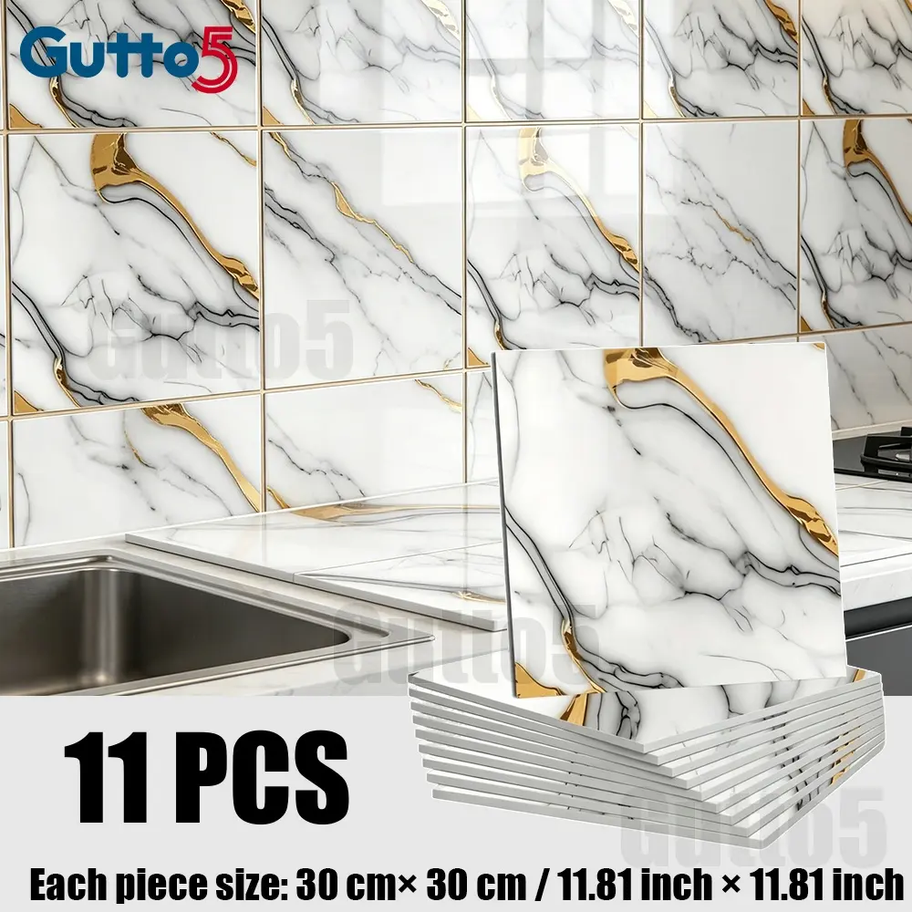 11/22 pack, Vinyl wall stickers, Gutto5 self-adhesive marble pattern wall sticker, thick material, soft and anti-collision, multiple marble patterns, moisture-proof and easy to clean, suitable for wall decoration, kitchen and bathroom walls