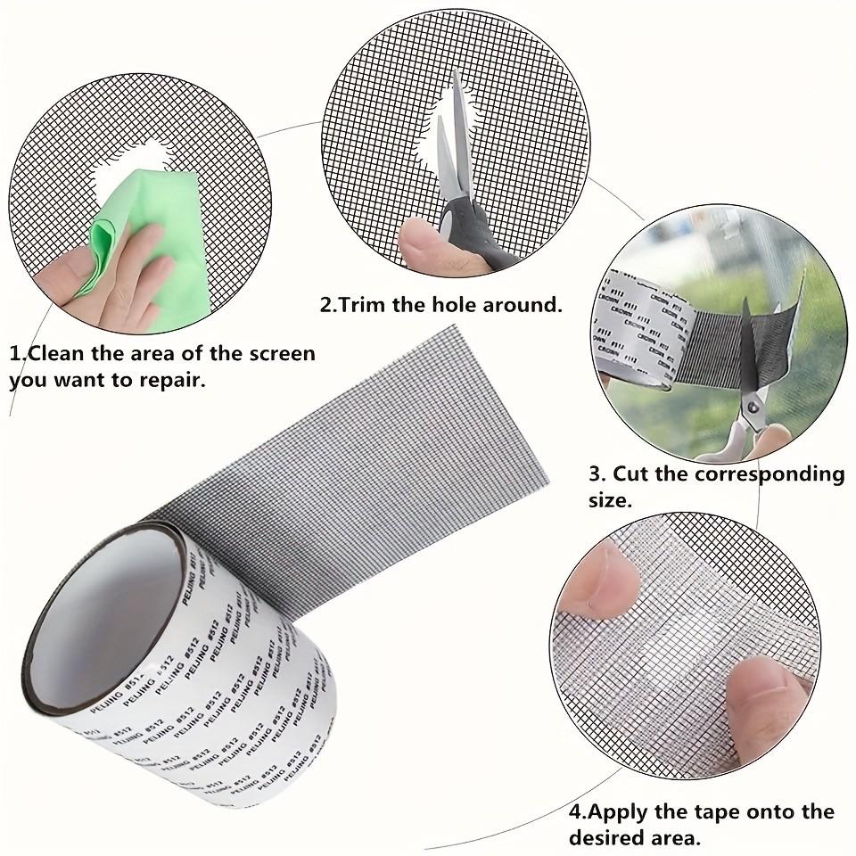 Window Mesh Repair Tape, Self-Adhesive Net Tape, Insect and Mosquito Proof, Strong Adhesive Patch for Damaged Holes, Hole Covering Mesh Repair