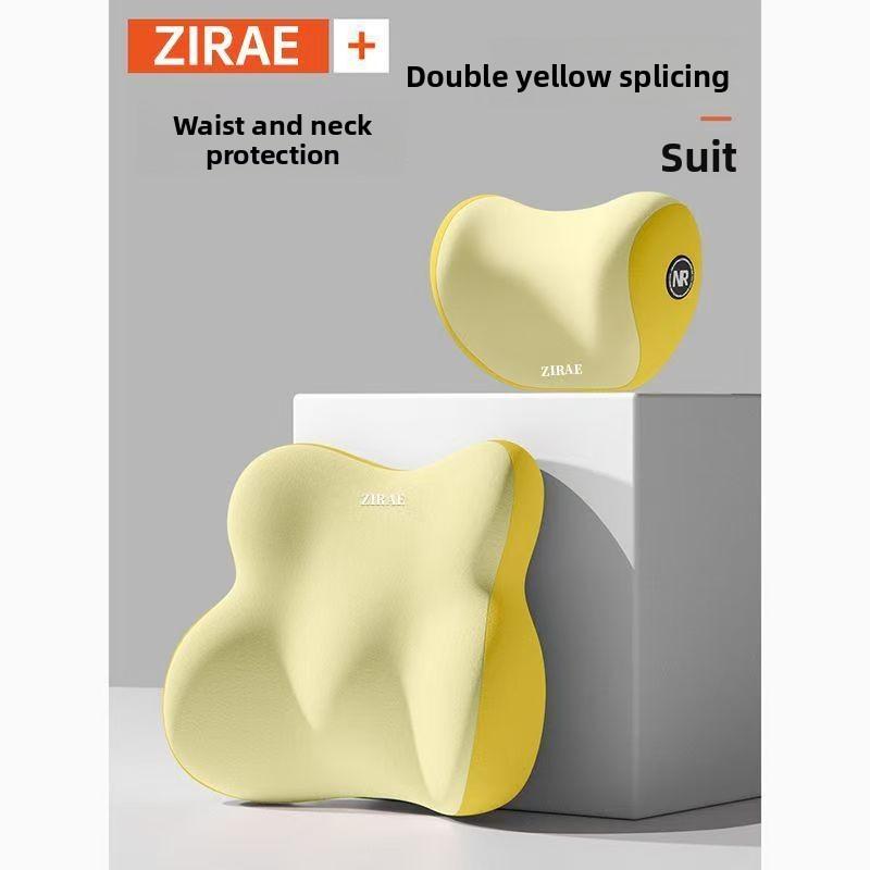 Car Neck Pillow Lumbar Support Set Memory Foam Backrest Cushion High Density Comfortable Headrest for Vehicle Office Home Use