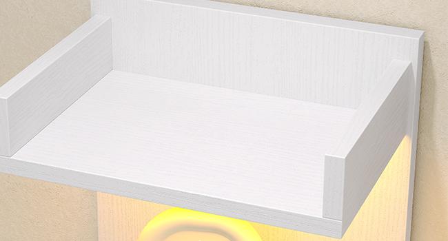 HOOBRO Floating Wall Shelves with LED Lights, 4-Tier Floating Shelf Wall Mounted for Storage, Vertical Display Stand, Modern Column Rack, for Bedroom, Living Room, Hallway, White Decor Organizing Item