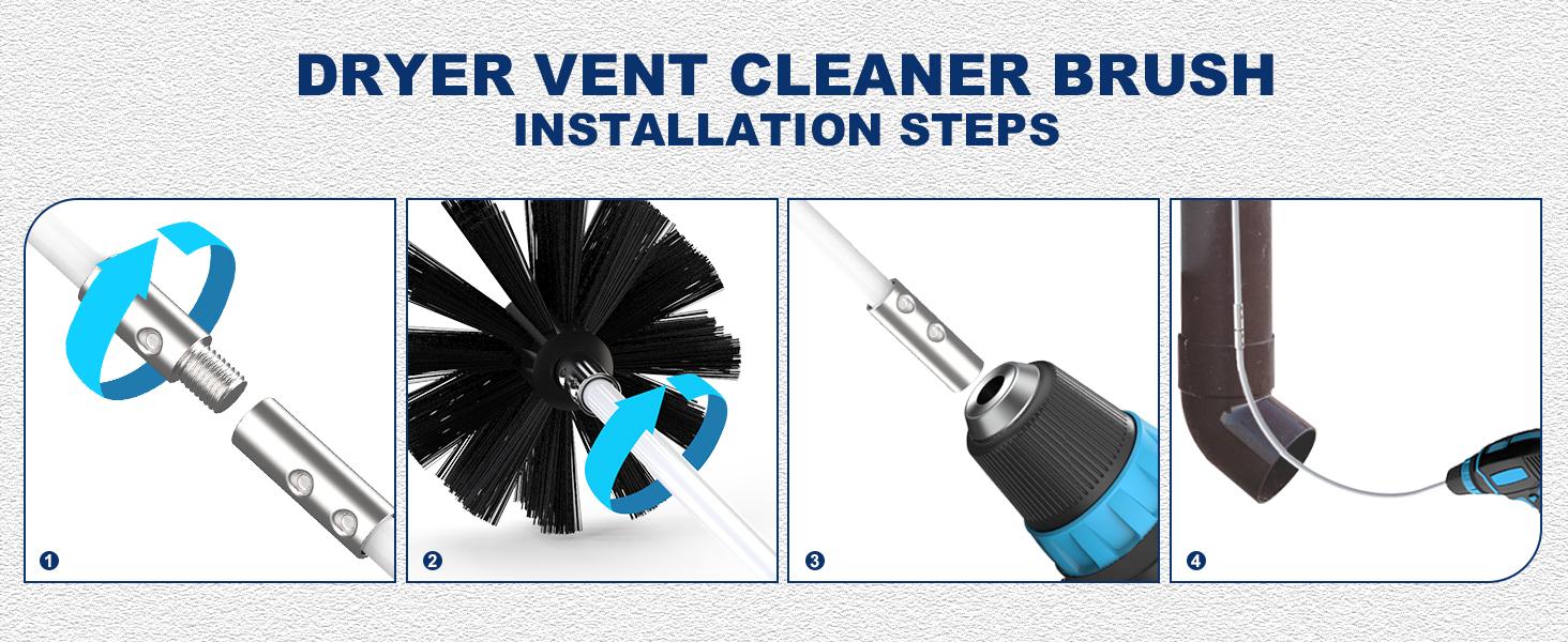 Sealegend 30 Feet Dryer Vent Cleaner Kit,Lint Remover Fireplace Chimney Brushes,Extends Up to 30 Feet with Drill Attachment,Synthetic Brush Head,Use with or Without a Power Drill