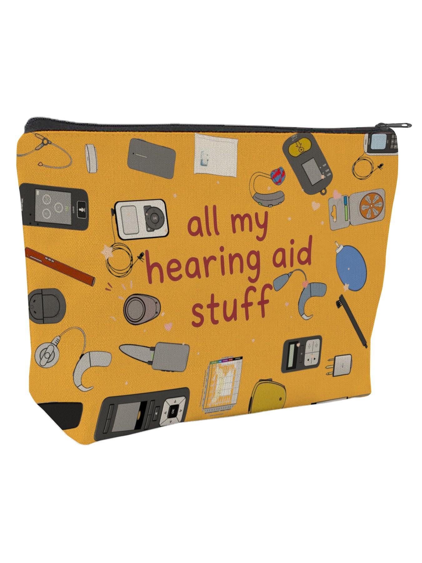Hearing Aid Makeup Bag with Accessories, Charger, Batteries, Tools, Essential Organizer, Perfect Gift for Hearing Impaired