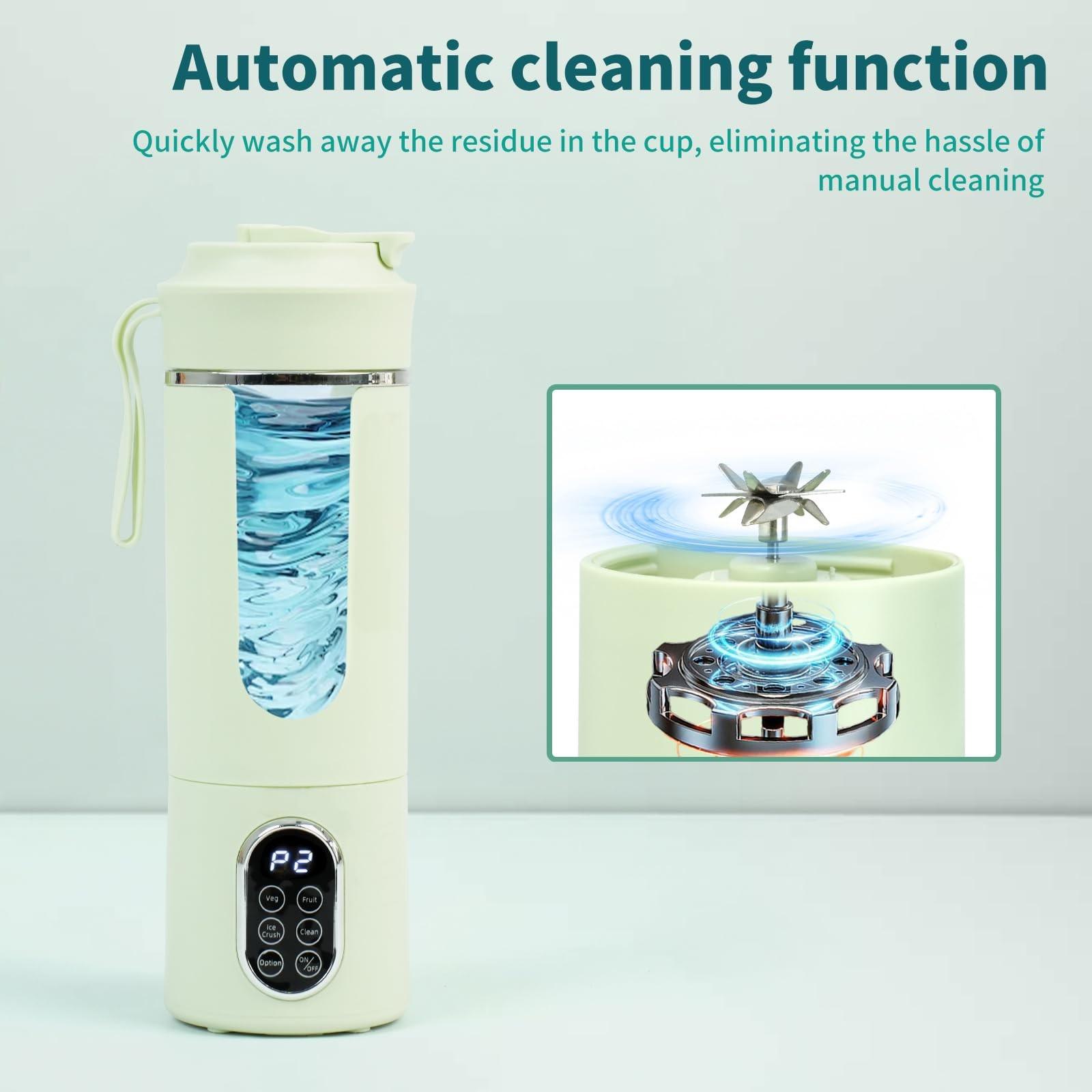 530ML/18oz Portable Blender, Mini Portable Electric USB Juicer, Small Personal Blender for Smoothies and Shakes, With Automatic Cleaning Function, Multi-Purpose and Easy To Use