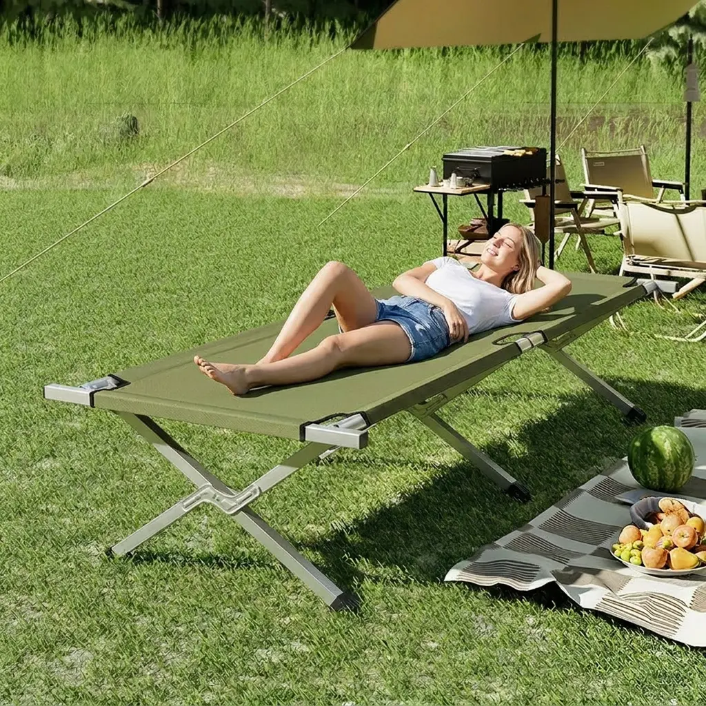 75 Inch Folding Camping Cot Bed, Portable Collapsible Guest Bed for Outdoor Camping, Flat Sleeper Cot for Deep Sleep, Comes with Storage Bag, Lightweight Outdoor Bed, Great Gift for Mother’s Day, Christmas and Travel Use