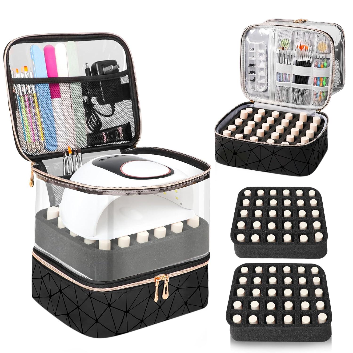 Transparent Nail Polish Storage Box Holds 60 Bottles (15ML), Dual Layer Manicure Organizer, Makeup Organizer Box, Halloween Christmas Gift