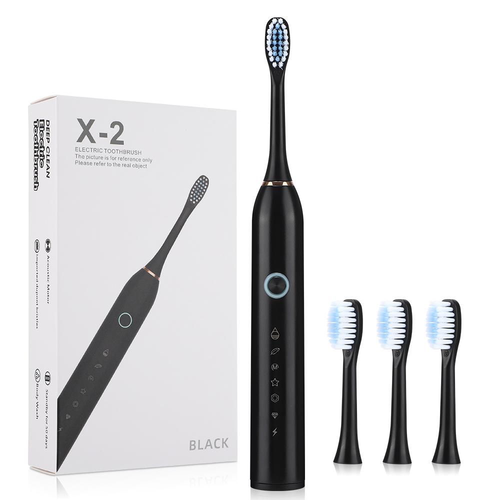 Electric Toothbrush with Replacement Brush Head, 1 Box 6 Modes Teeth Cleaning Product, Oral Care Waterproof Type-C Rechargeable Toothbrush