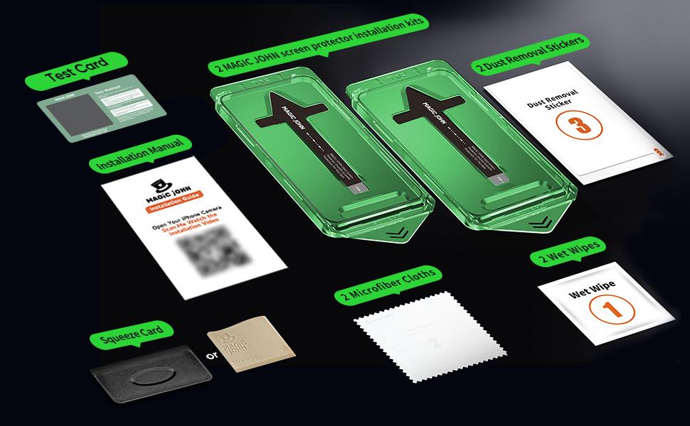 MAGIC JOHN 2-Pack Screen Protector for iPhone, Samsung, and Google–Crystal Clear, Scratch-Resistant, Ultra-Smooth Touch, Privacy Protection, Circular Polarized Eye Protection, Easy Installation