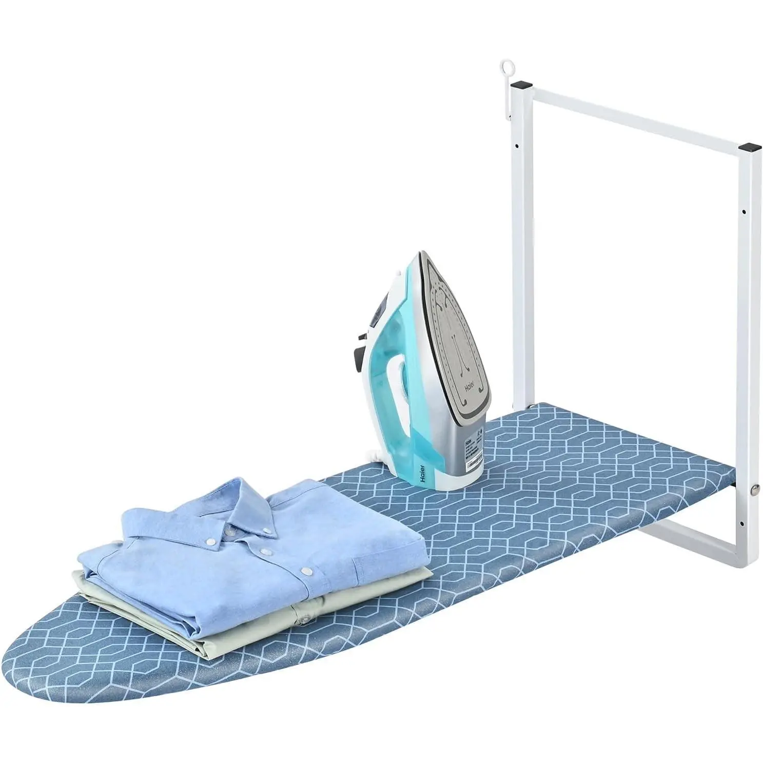 Wall Mounted Ironing Board with Iron Storage, Foldable Iron Board | 12 x 36 inchs, Compact Iron Board for Small Spaces, Foldable Iron Stand Heat Resistant Cover, Blue