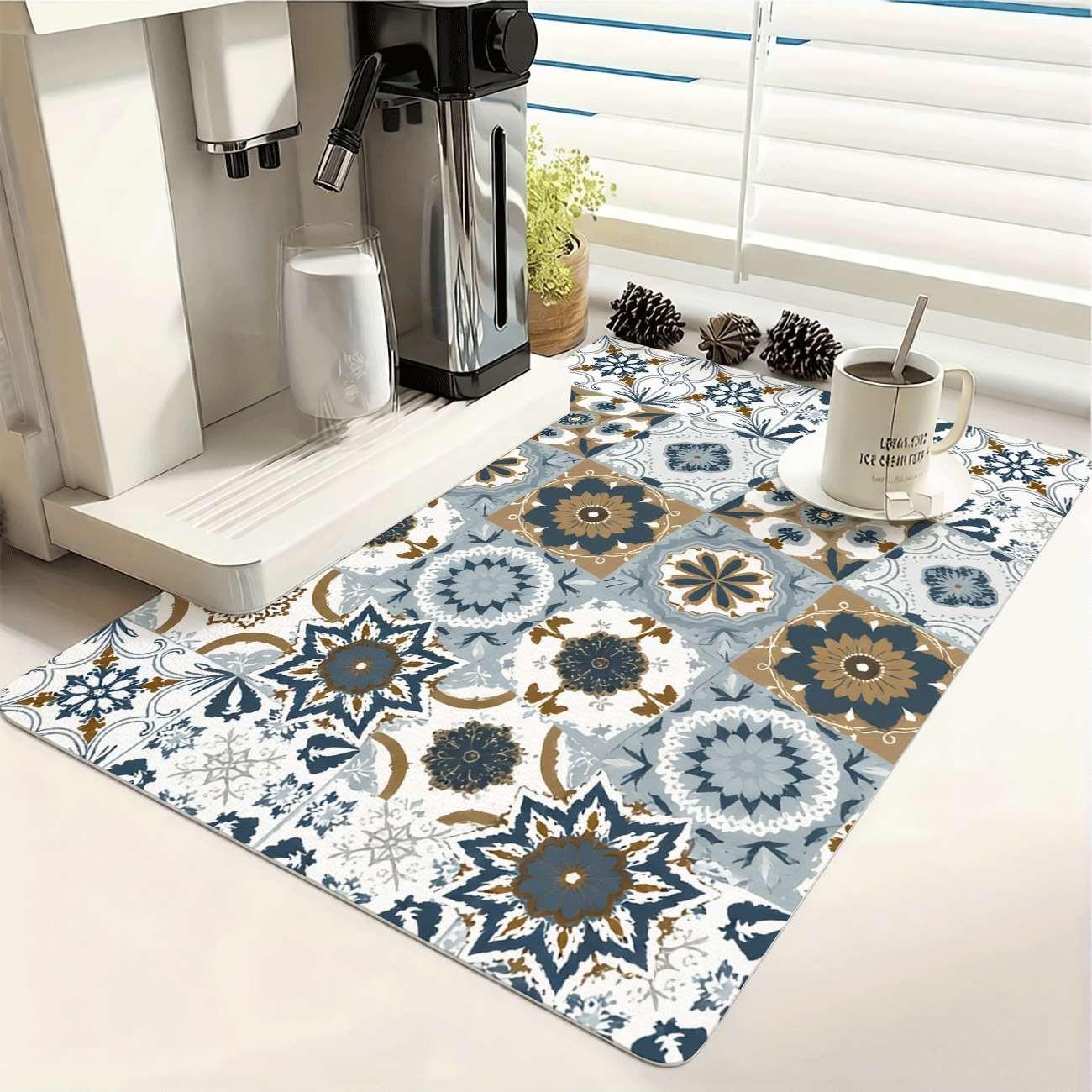 Multi-Functional Table Mat, Vintage Plaid Print Rubber Coaster, Easy Clean, Water Absorbent, Non-Slip, Durable, Ideal for Kitchen and Bedroom