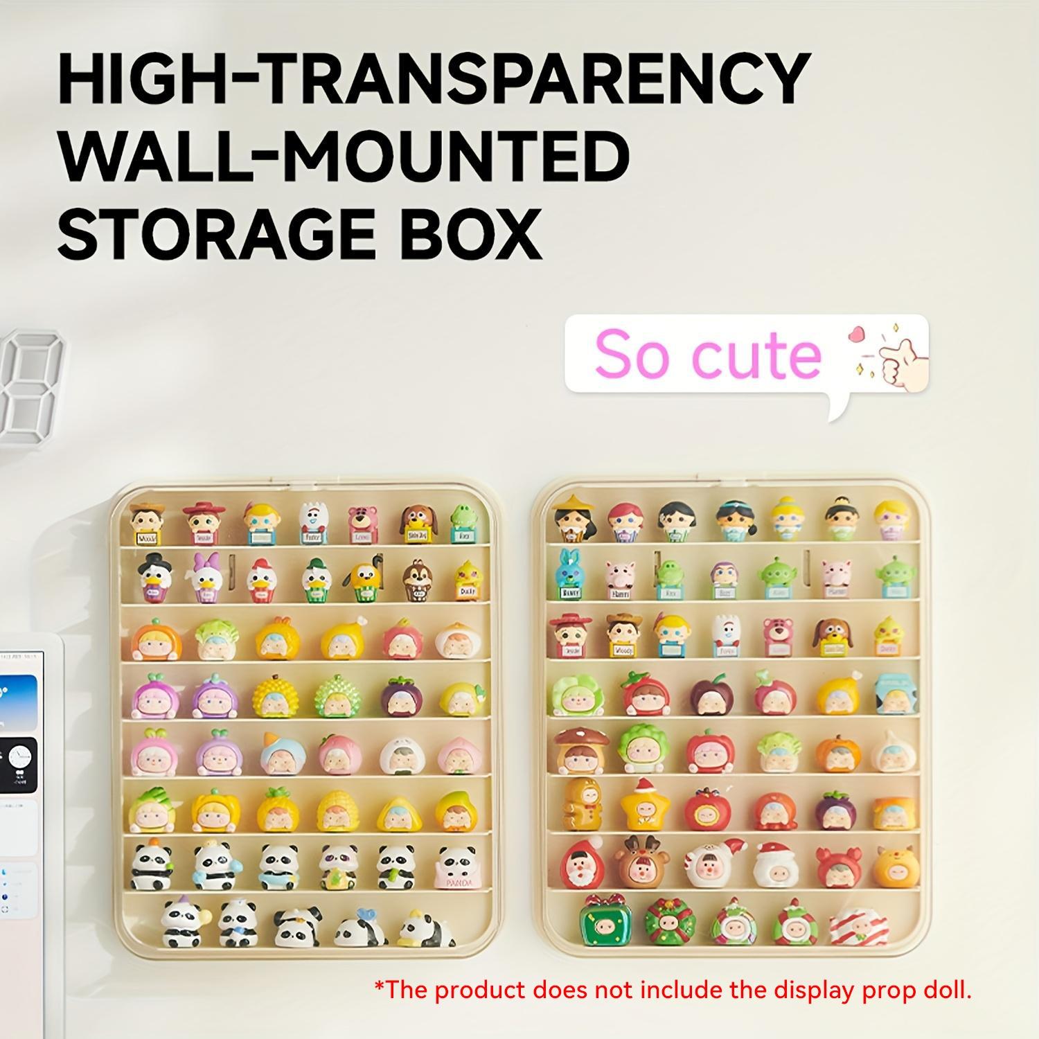 Wall-Mounted Display Cabinet Shelf, Display Cabinet Collectibles, 8-Tier Organizer for Small Figurines, Dustproof Storage Rack for Dolls & Blind Boxes, Transparent Plastic Multi-Grid Shelves