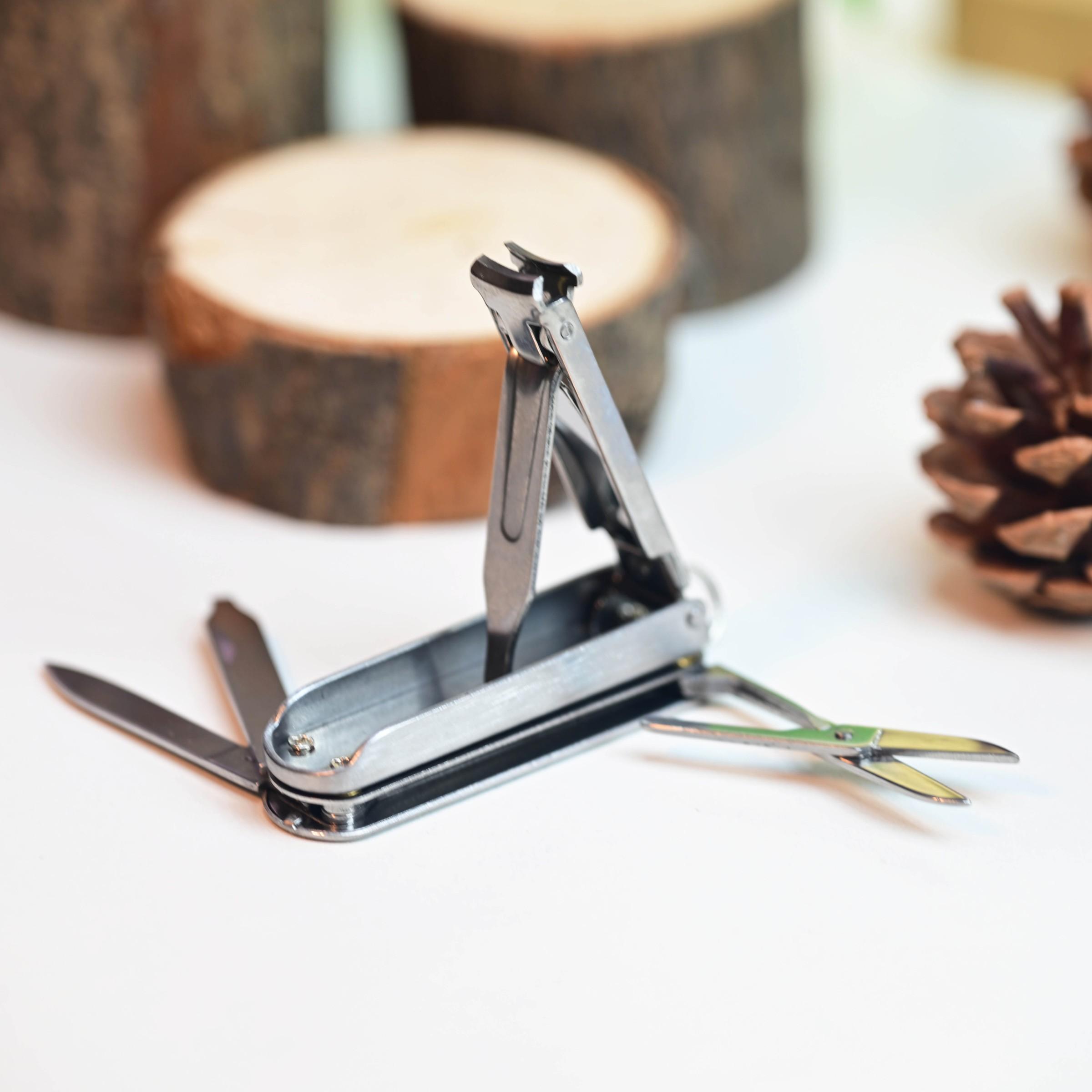 Mini Multifunctional Tool Set with Keychain, Portable Stainless Steel Folding Nail Clippers, Screwdriver, Scissors for Outdoor Camping and Daily Use