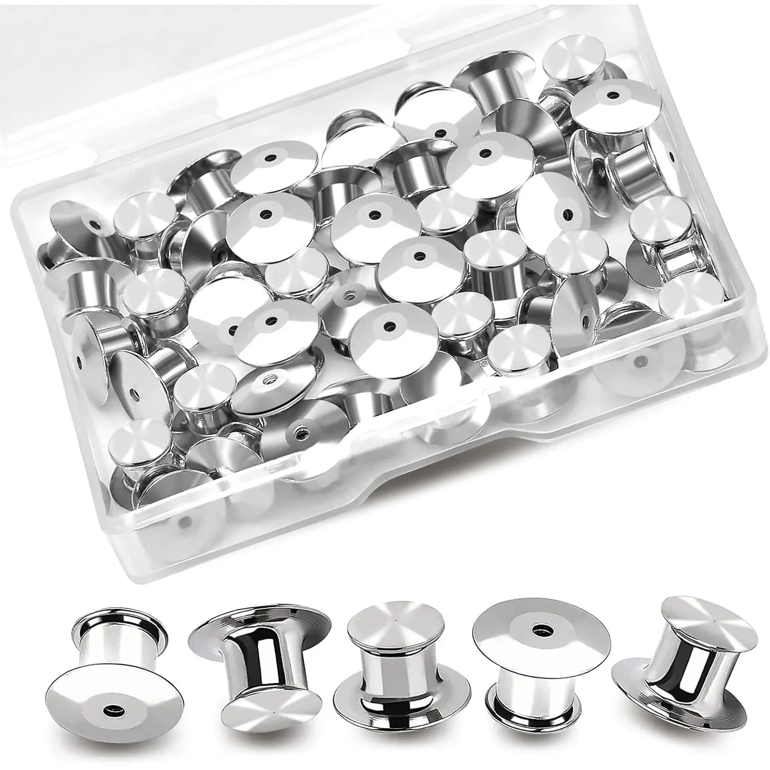 40PCSLocking Pin, Backs LockingPin,Keepers Clasp,Flat  clamp,  Lock,Suitable for brooches, Lapels, Badges, Enamel  and DIY Crafts,Without
