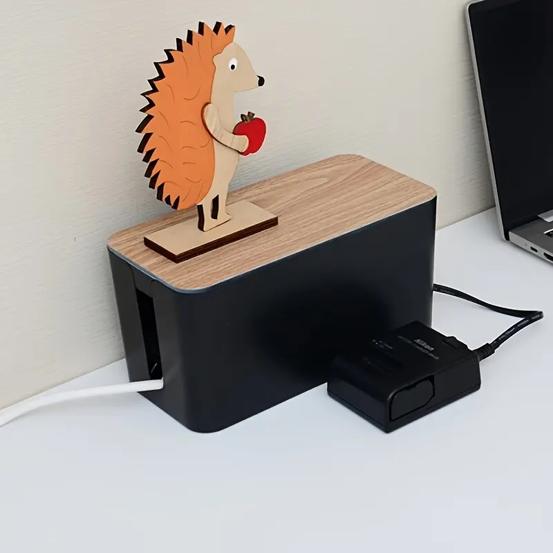 1/2 piece cable management box, wire organizer for hiding wires and power strips, desktop wire organizer, cable box organizer, 5 free reusable cable ties, ExtraBlack, baskets, boxes, and containers for home organization, storage boxes for home organizatio