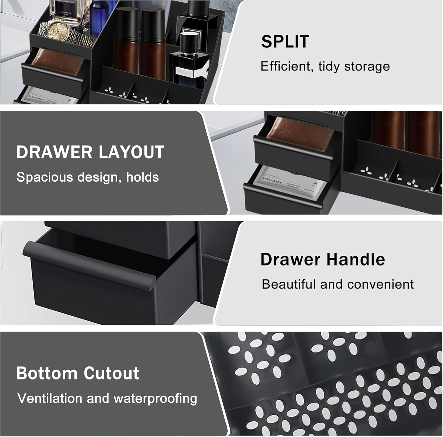 1pc Adjustable Shelf Organizer, Desk Organizer Tidy, with Adjustable Shelves, Multiple Compartments - Heavy-Duty Plastic Space-Saving Storage Suitable for Bathroom Vanity, Bedroom Shelf, Desk - Gift for Organizing Toiletries, Skincare, Perfumes