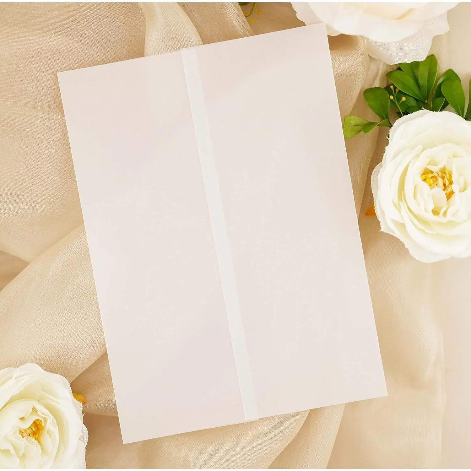 120 Pack Luxury Pre-Folded Vellum Jackets for 5x7 Invitations - Vellum Paper 5x7 Jackets - 115GSM Wedding Invitations Wraps - Transparent