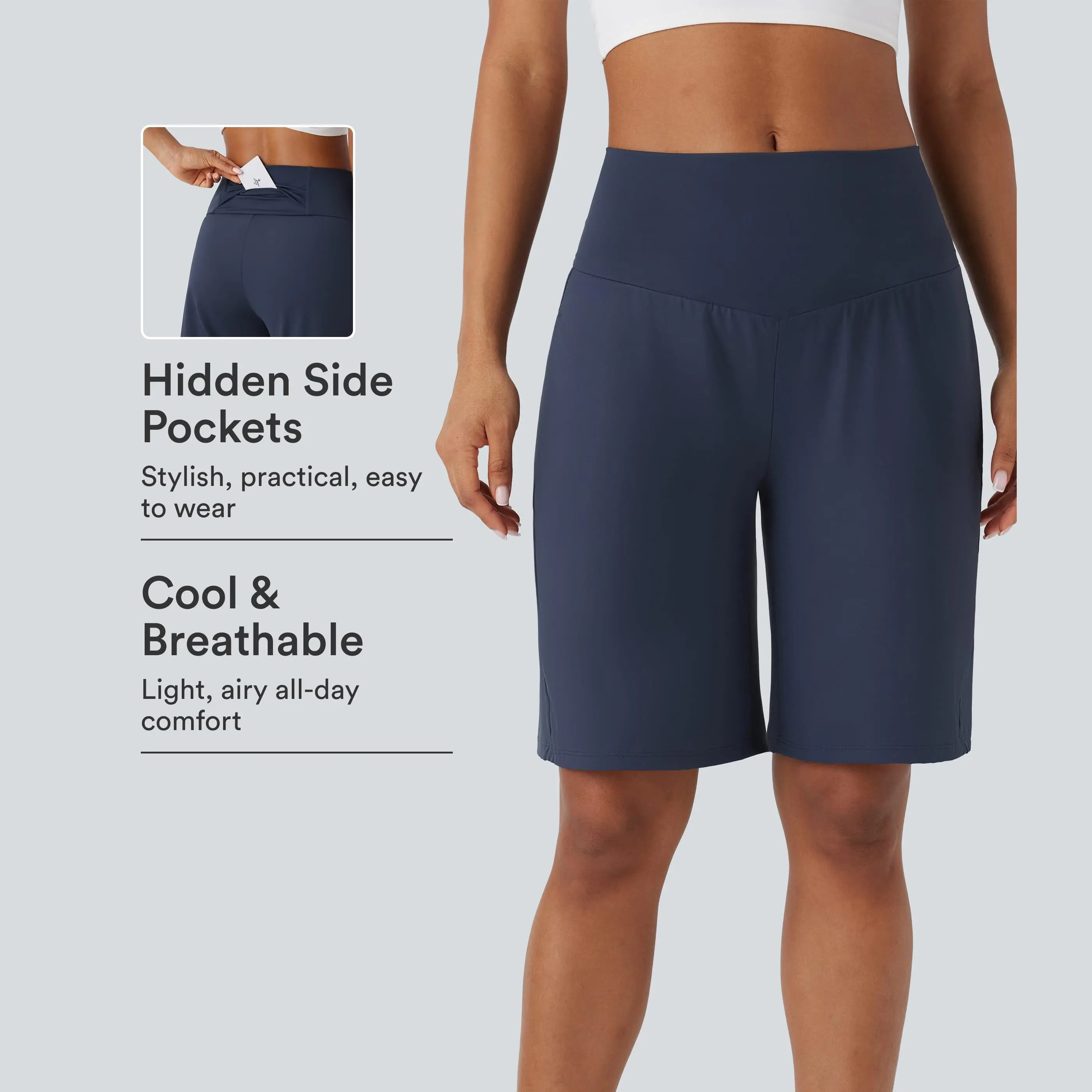 Halara SoftlyZero™ Airy High Waisted Pockets InstantCool Yoga Bermuda Shorts