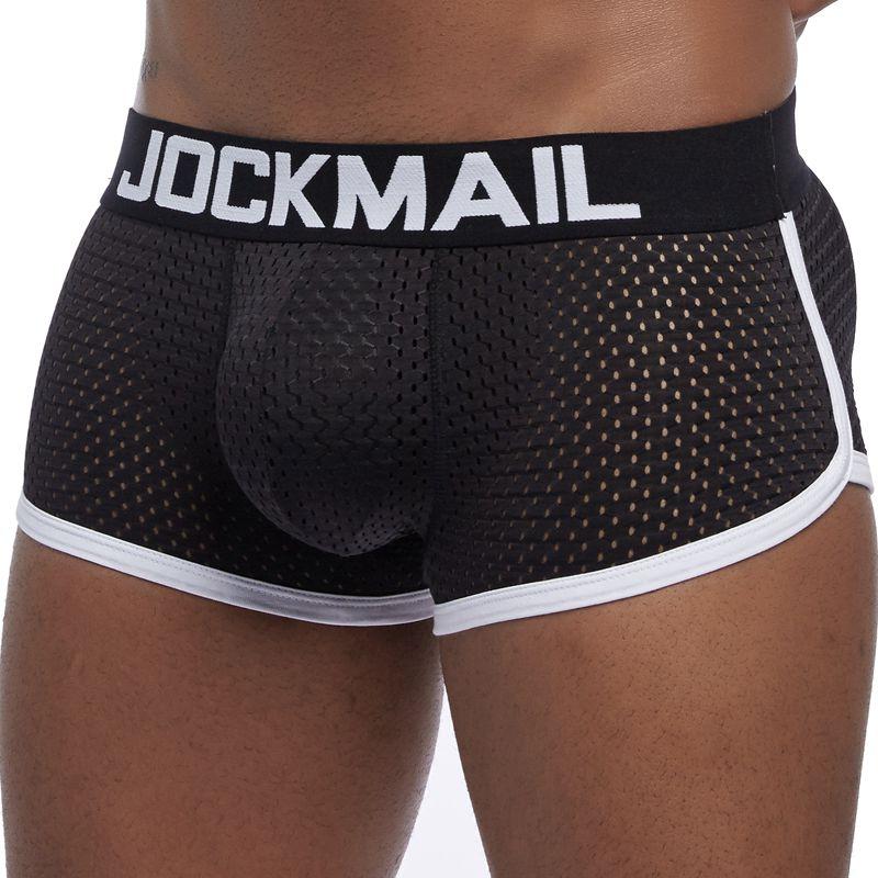 Boxer Mens Package and Butt Padded Underwear Enhancing Trunks Mesh Breathable with Hip-up Enhancing Removable Front and Hip Pads