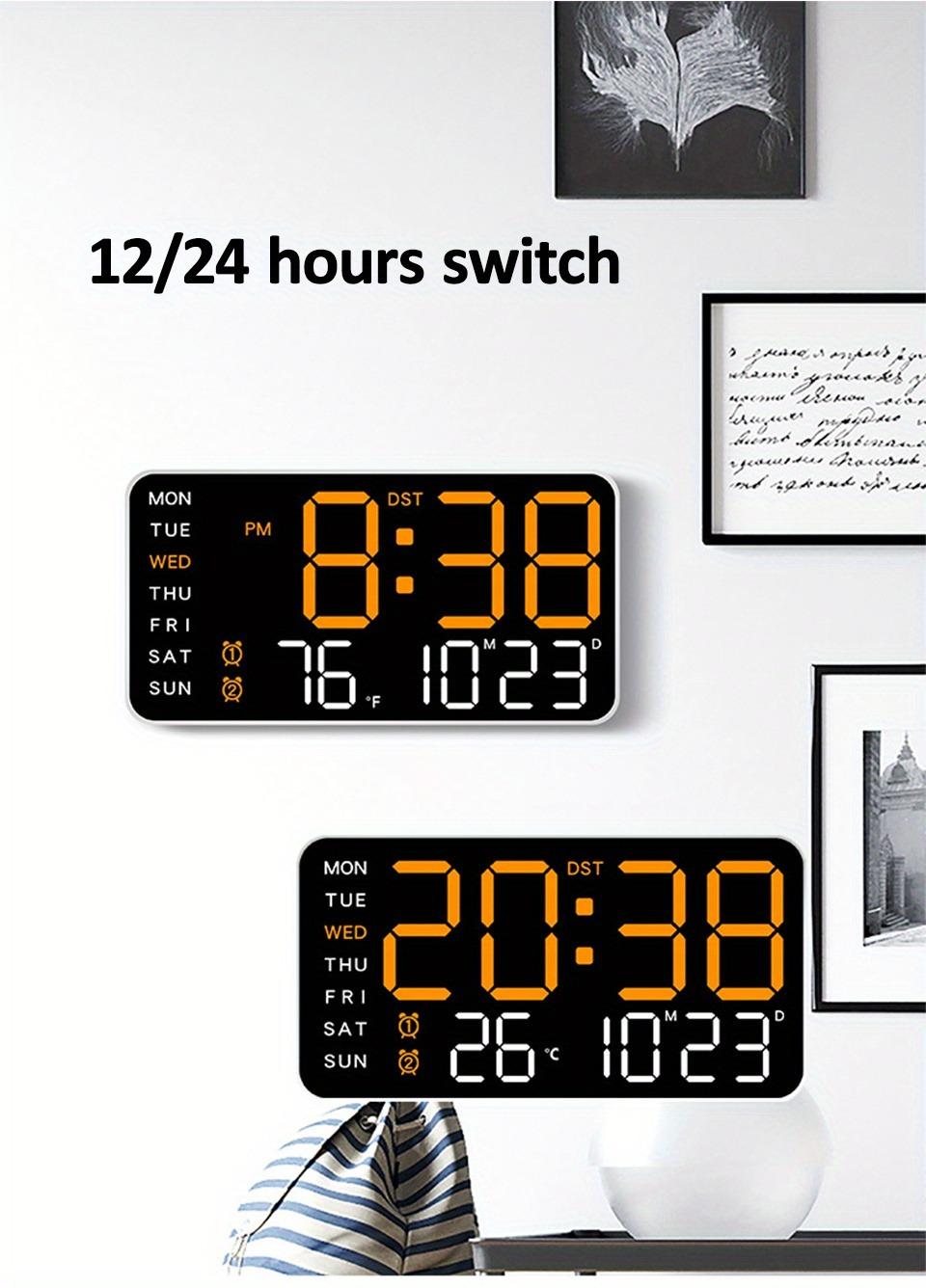 Large Digital Wall Clock with LED Display, Led Alarm Clock, Date & Temperature Timer, Ideal Gift for the Elderly, Living Room & Bedroom Decor, Creative Decorative Clock, Led Wall Clocks