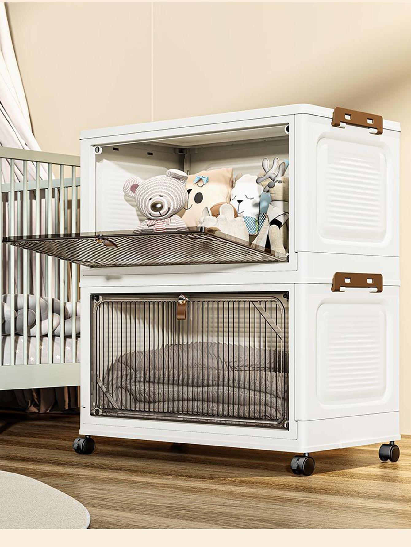 Large Capacity Foldable Storage Box, Collapsible Storage Box, Plastic Mobile Wardrobe Organizer, Clothes Sorting Cabinet, Space-Saving Design for Home Use