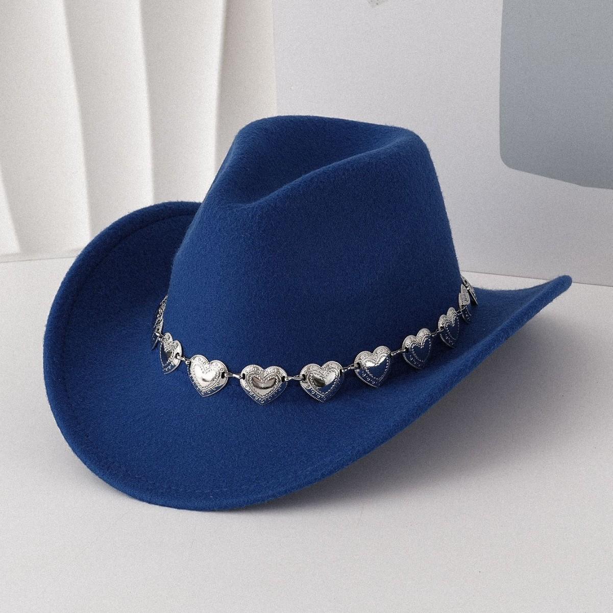 European and American cross-border hollow metal oversized love chain hat chain hip hop punk cowboy hat top hat retro felt hatSpeedy Smarts