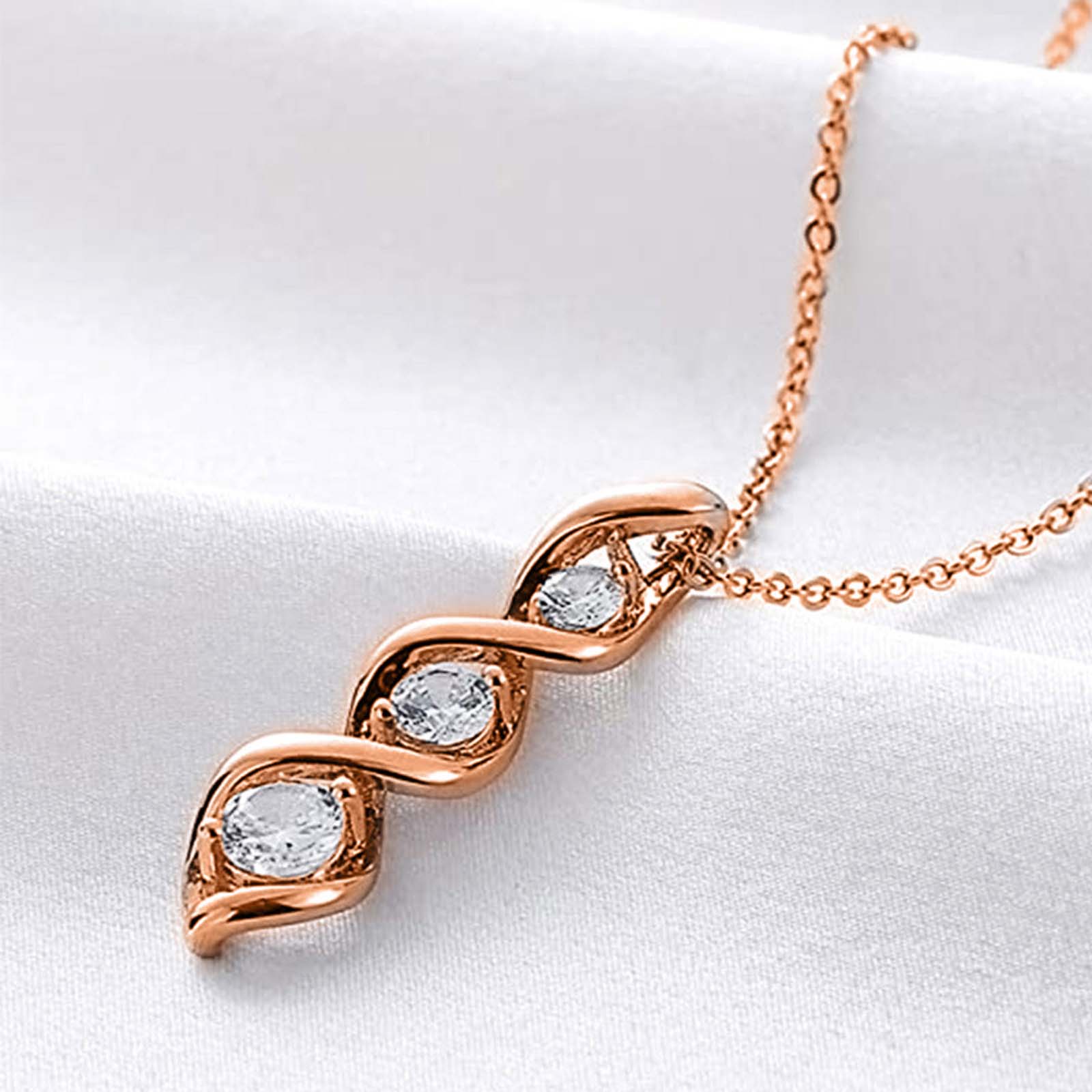 Creative zircon chemical molecule shape necklace classic spiral fashion accessories for girlfriend gifts suitable for parties and weddings