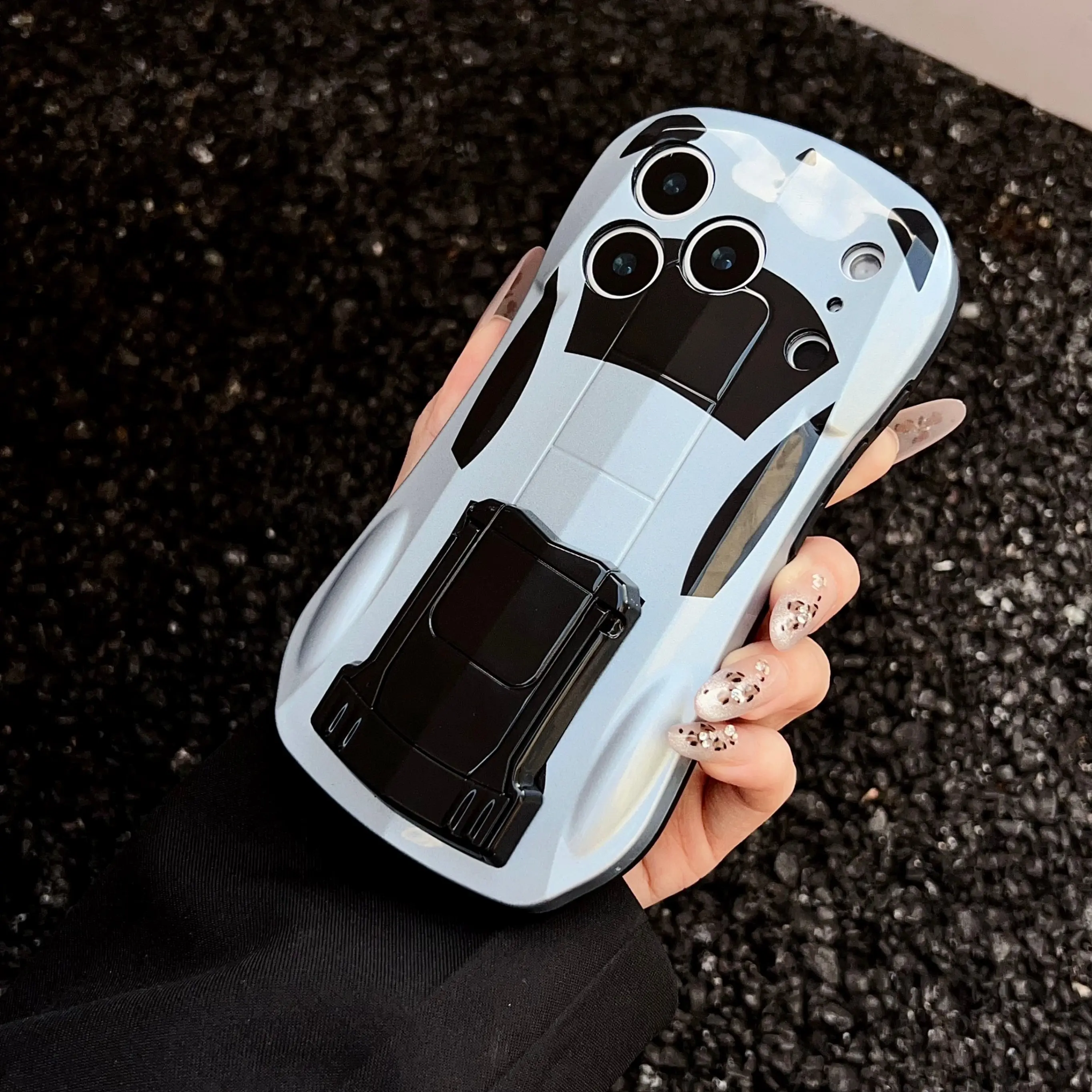 Polycarbonate Futuristic Supercar Phone Case with Spoiler Kickstand, 360-Degree Mech Armor Shockproof Cover for iOS/Android Devices (iPhone 13+ 17 16 15 Pro Max, Samsung Galaxy S25 S24 S23 Ultra)