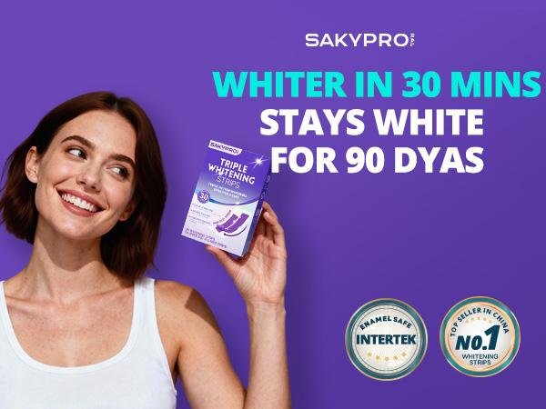 【SAKYPRORAL】Purple + Hydrogen Peroxide Whitening Strips – Same Enamel-Safe Ingredient Dentists Use | Long-Lasting Results, Not Just a Purple Tint, 4 Shades Whiter in 7 Days, 14/28 Strips
