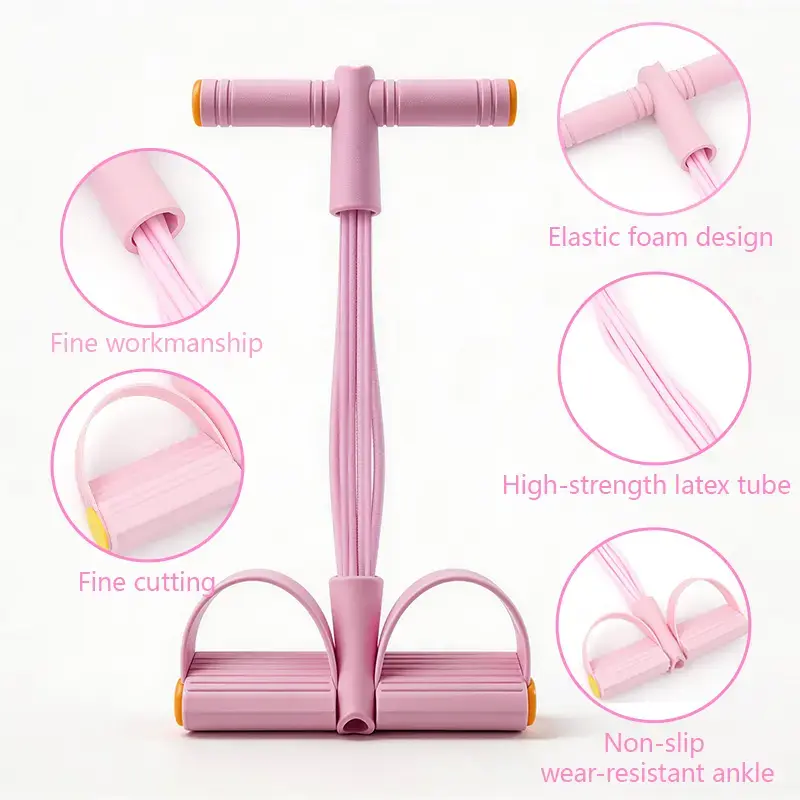 Pedal Resistance Band 6 Elastic Tubes, Home Fitness Resistance Trainer, Full Body Shaping Equipment for Legs, Core, Abs & Glutes, Portable Yoga Workout Rope, Mini Home Gym Gear, Postpartum Rehabilitation Exercise Tool for Men Women