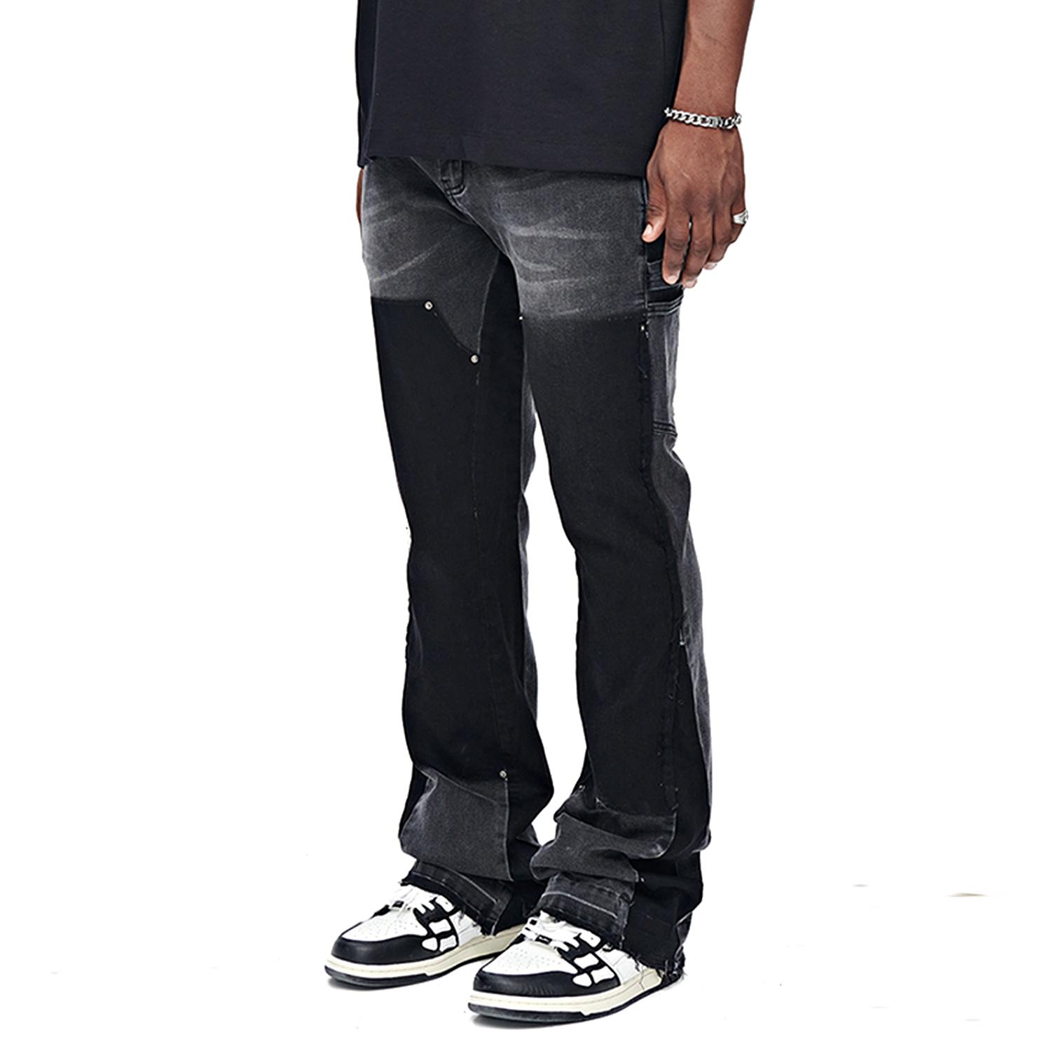 GINGTTO Men's Stacked Flared Jeans Bootcut Patchwork Streetwear Denim Pants GINGTTO Men's Stacked Flared Jeans Bootcut Patchwork Streetwear Denim Pants