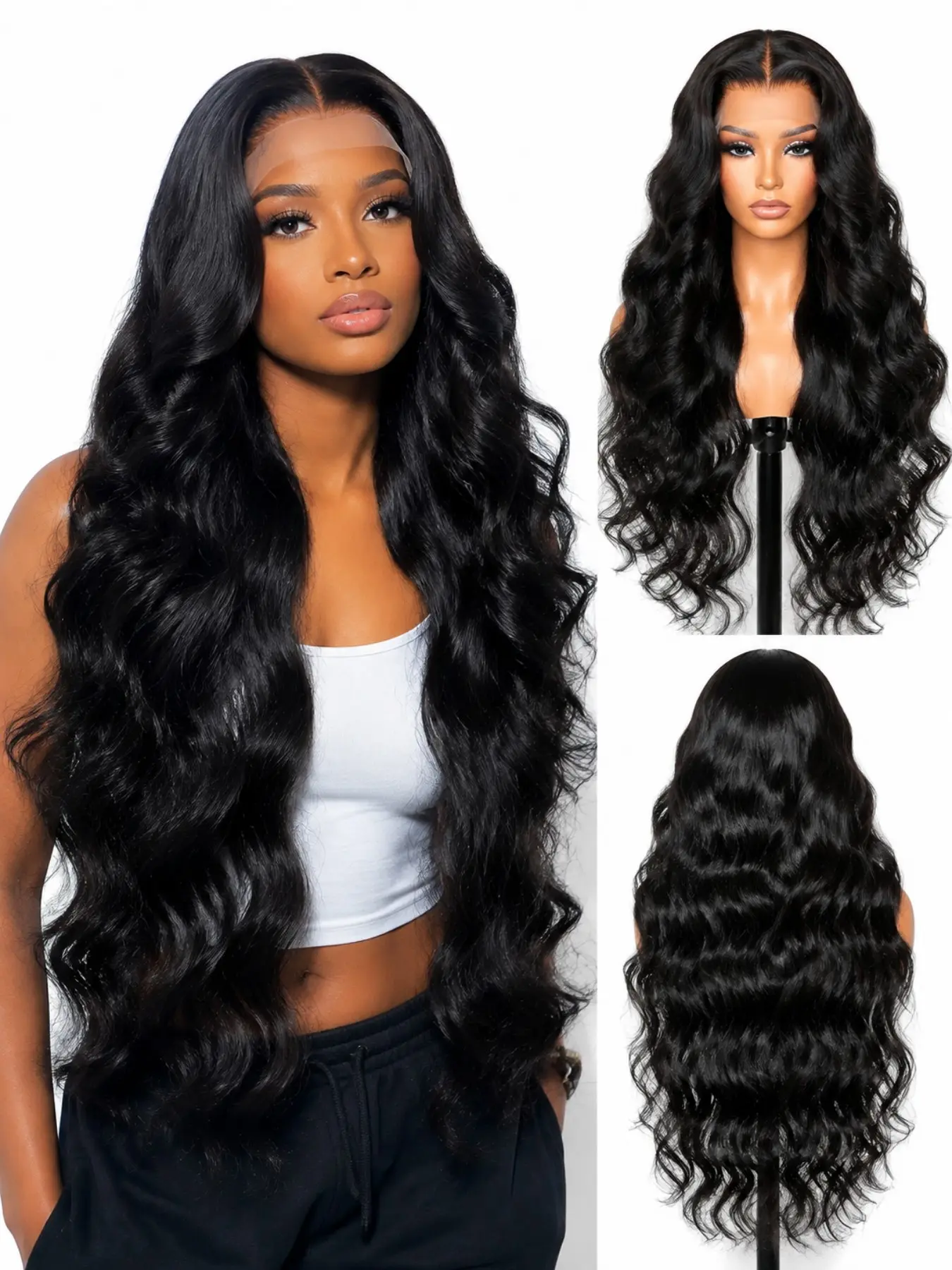 13x4 Lace Front Wig, Deep Wave Natural, High Density 180%, Pre-Trimmed Hairline, Soft Voluminous Long Wavy, Perfect for Holidays