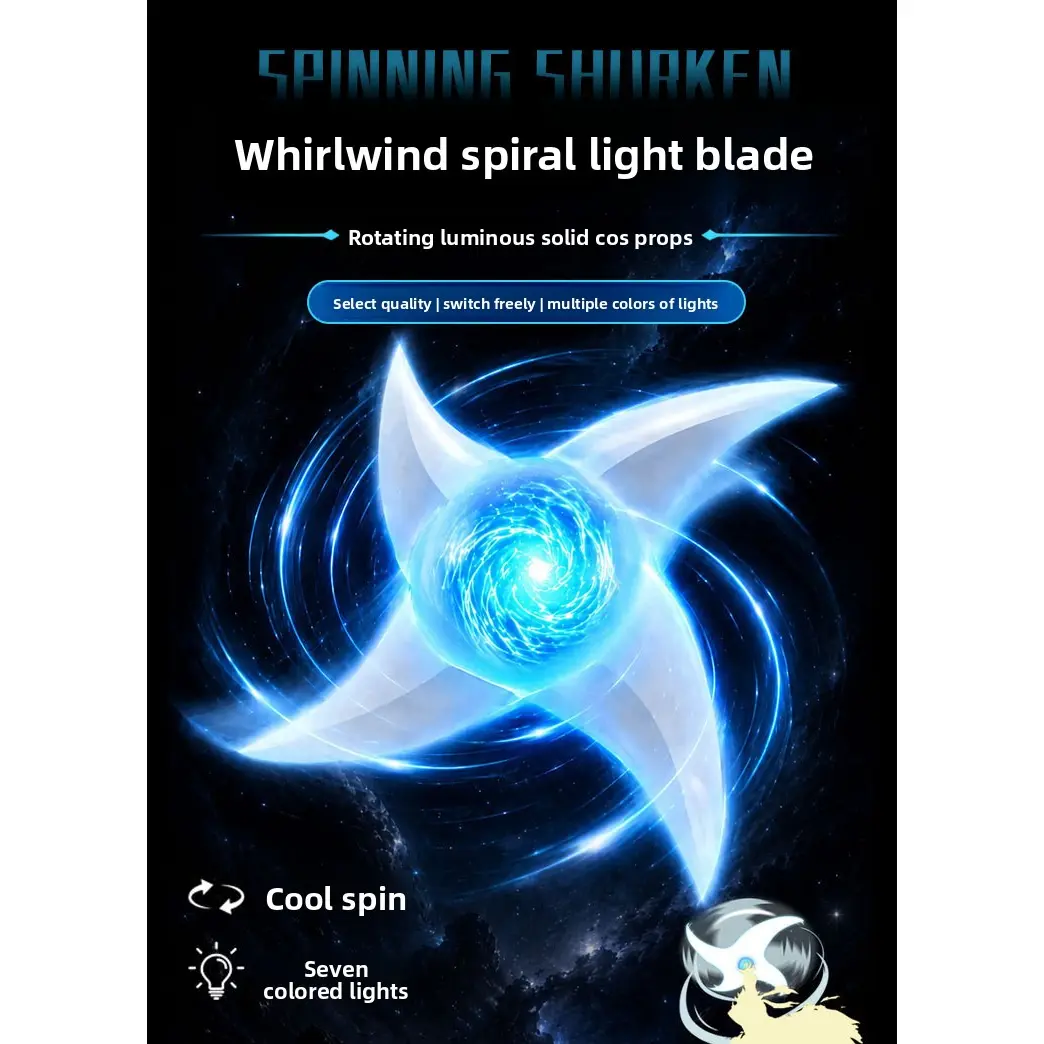 Spiral Blades Glowing Light Sword Toy, Rotating Luminescent Spinning Blade Prop, Novelty Light Up Collectible Gift for Teens