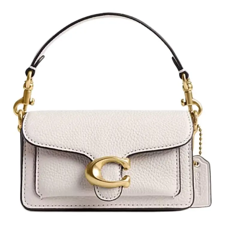 COACH Tabby 12 Mini Crossbody Bag for Women – Classic C-Logo Top Handle, Genuine Leather, Chalk White