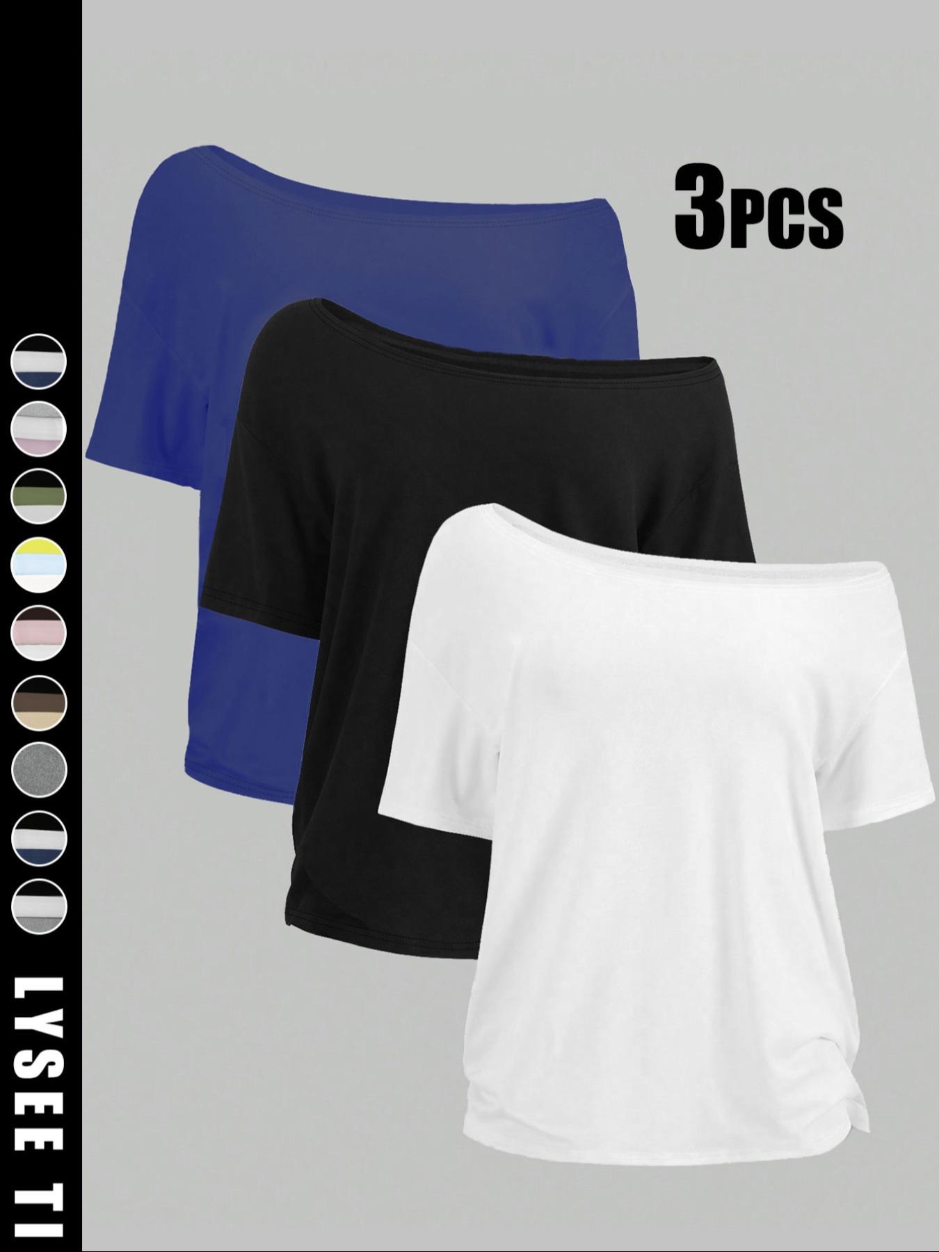 Women's Solid Color Tee, Casual Basic Essential Short Sleeve T-shirt Top, Ladies Clothes for All Seasons, Womenswear