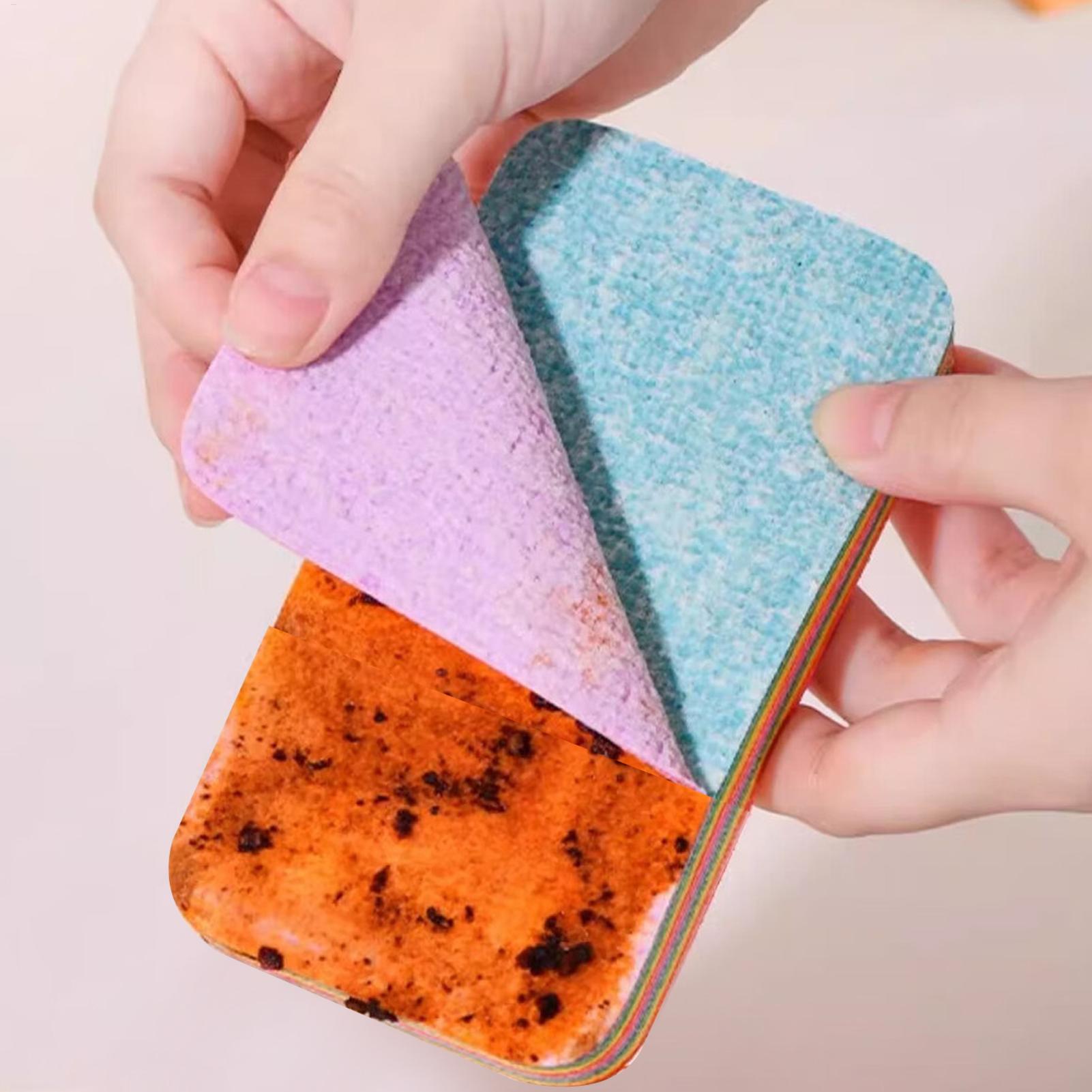Peelable Layer Cleaning Sponges 12-Ply Reusable Microfiber Dish Towels Highly Absorbent Scrub Rags for Kitchen Multi-Use Sponges
