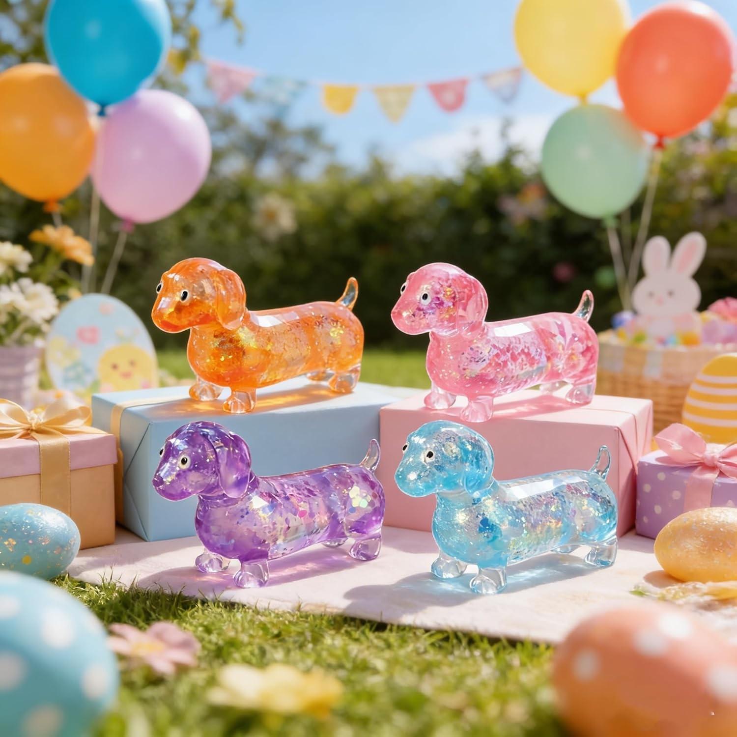 Anxiety Squishies, Fidget Cube Stress Relief, Dachshund Squishy Stress Toy,  Upgraded Sparkly Sausage Dog Gel Stretch Ball, Cute Mini Dogs with Face for kids Adults