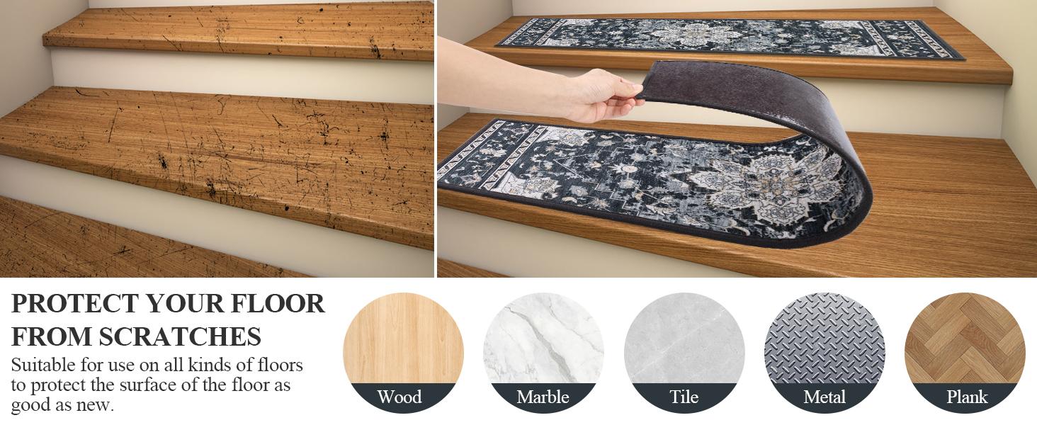 [SpringGlowUp] HEBE Carpet Stair Runner for Wooden Steps Indoor 8"x30" Peel and Stick Non Slip Stair Treads Reusable Easy To Install Sturdy Cleanable for Dogs Kids and Elders