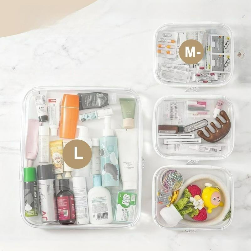 Piqola Clear Organizer Storage Box, Hard Zipper Case, PVC Plastic, Portable Travel Organizer, Makeup Jewelry Toy Storage, High Transparency