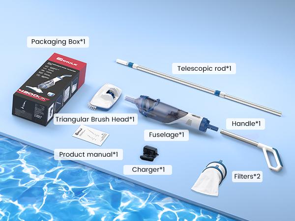 【10-OFF!!!】ENHULK Handheld Rechargeable Pool Cleaner with Telescopic Pole 18.5 Gallons/Min Suction for Above Ground Pools Leaves Debris Removal 【10-OFF!!!】ENHULK Handheld Rechargeable Pool Cleaner with Telescopic Pole 18.5 Gallons/Min Suction for Above Ground Pools Leaves Debris Removal