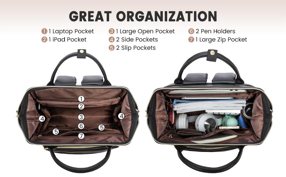 LOVEVOOK Vegan Leather Laptop Backpack with USB Port for Women - College,  Business, Work, Teacher, Travel, School Backpack,TikTokShopSpringStatements