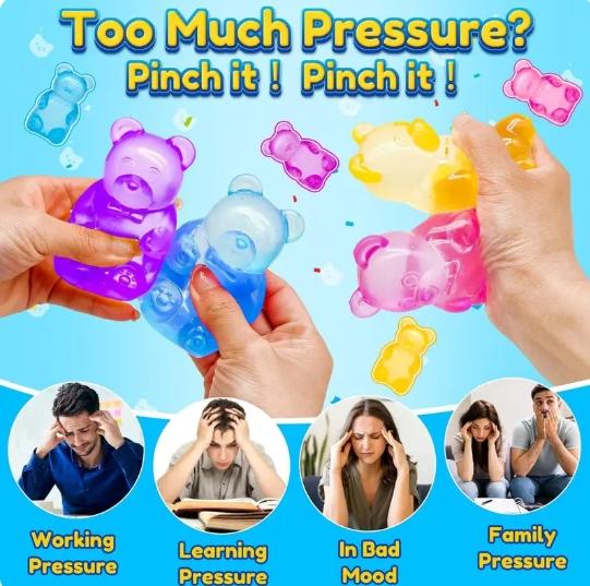 1 PCS Gummy Bear - Sensory Fidget Toy with Jelly-Like Filling, Squeeze Toys, Stress Toys,Squishy Toys, Stress Relief Toys, Fidget Toy, Birthday Gifts, Gift Bag Stuffing