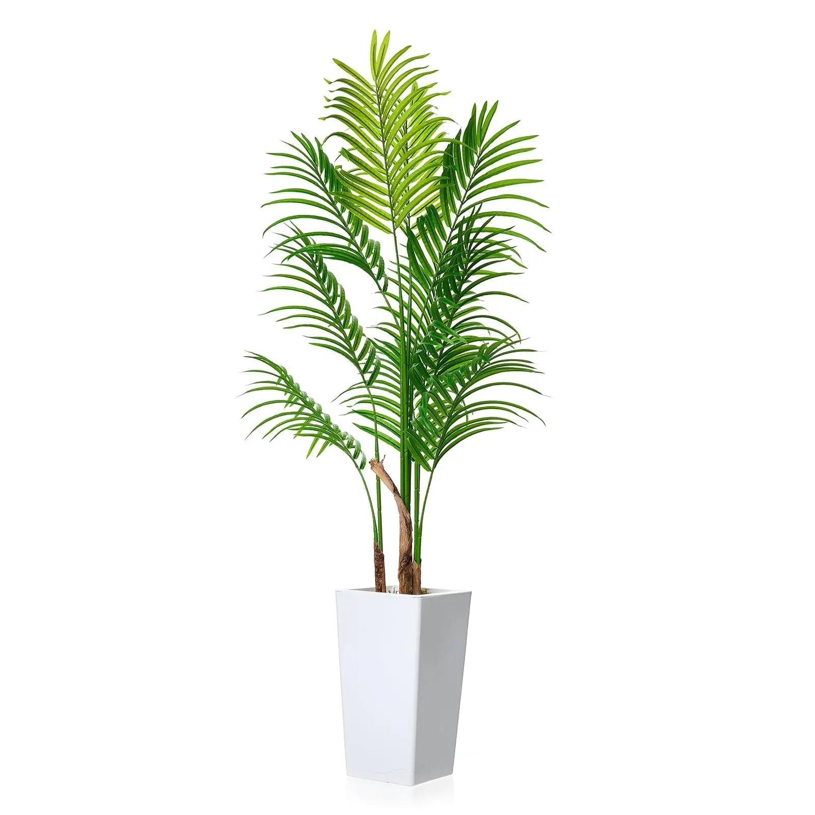 1.4 Meter Tall Artificial Areca Palm Tree with Realistic Leaves and White Planter, Ideal for Indoor Decoration in Living Room, Bedroom, Office, Porch, and Home Spaces