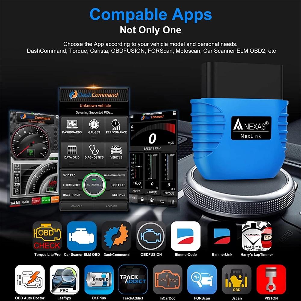 NEXAS-NexLink Motorcycle Diagnostic Tool Bluetooth,OBD2 EOBD Scanner for iOS Windows Android,Fault Code Reader Component Test Live Data Freeze Frame