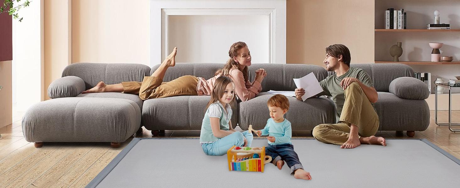 SLSY Baby Play Mat Memory Foam Nursery Rug Area Rug Yoga Mat Playmat Crawling Mat for Baby,Toddlers,Kids,Floor Mat Tatami Mat for Living Room Non-Slip 1.4" Thick