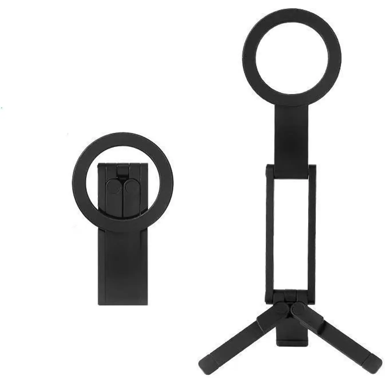 Ultra Slim Foldable Phone Grip Stand, 8mm Thin Portable Tripod Desktop Holder, Adjustable Compact Mobile Phone Mount for Universal Smartphones, Hands-Free Viewing for Everyday Carry & Travel, Black