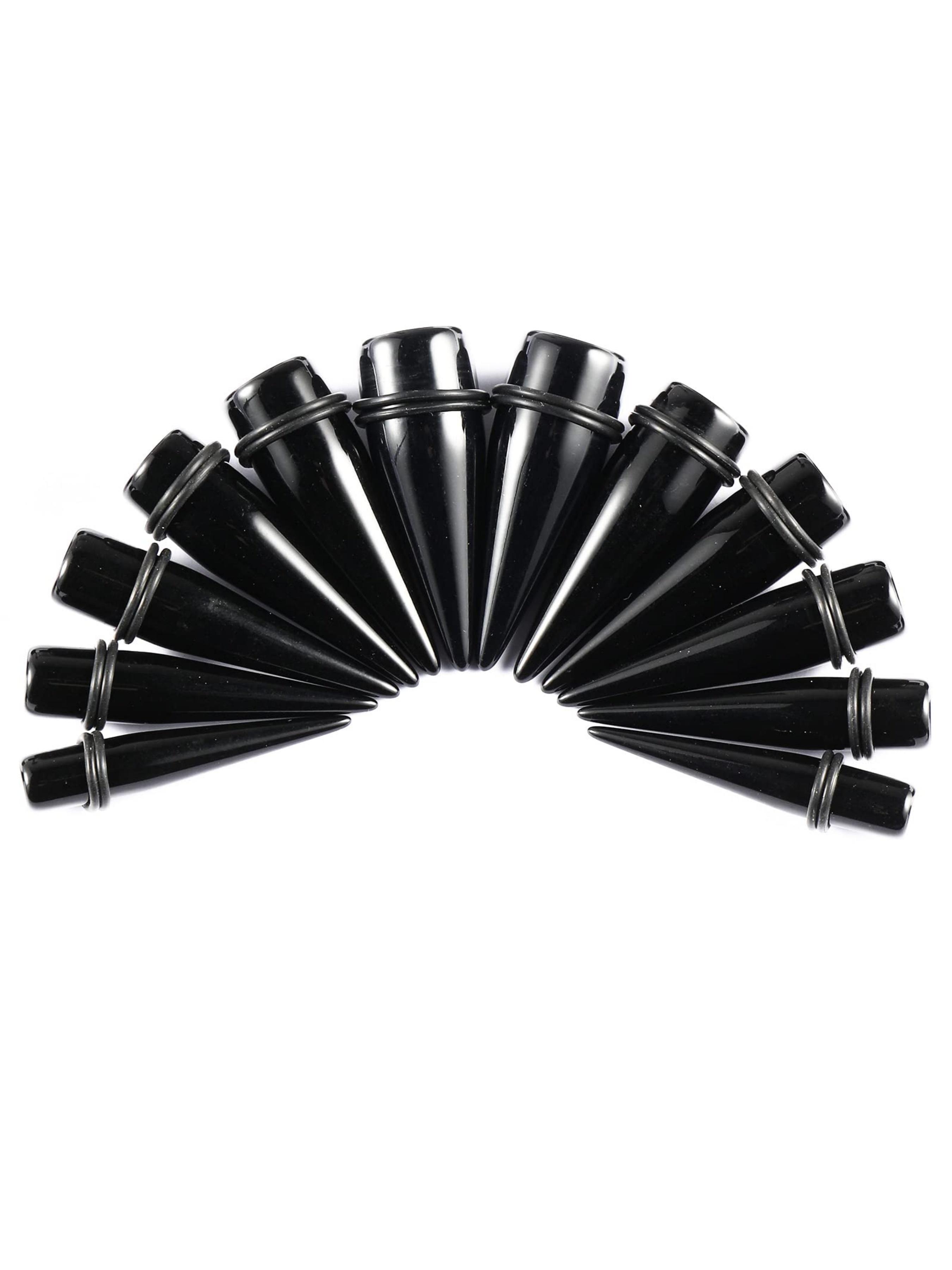 Ear Stretching Kit Gauges 24 Pieces Big Gauges 10mm-20mm Ear Gauges Expander Set Acrylic Ear Tapers and Plugs Body Earring Piercing Kits Black Color