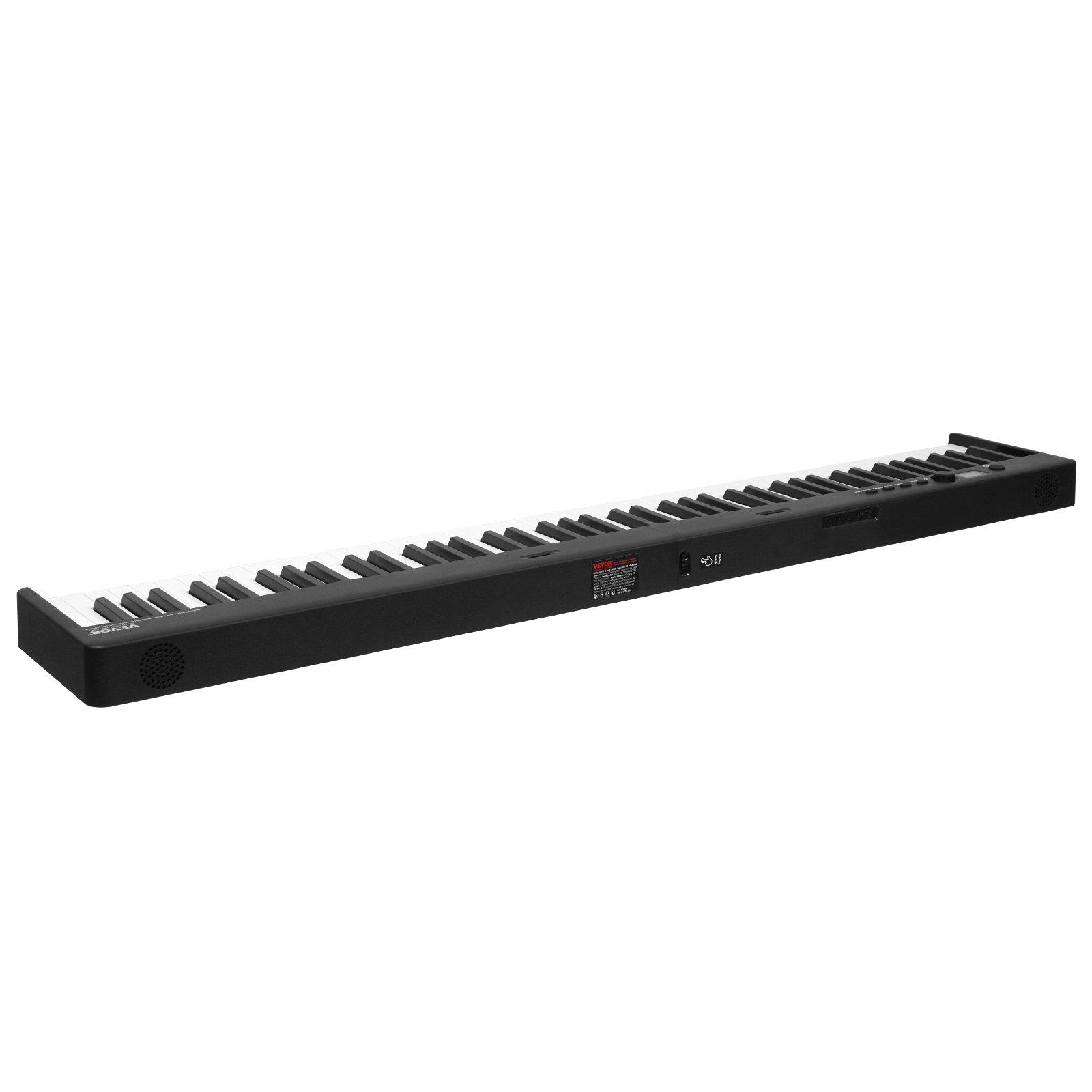VEVOR 88 Key Folding Keyboard Piano, Bluetooth MIDI, Portable Electronic Digital Foldable Piano with Sustain Pedal Bag Touch Sensitive Keys Headphones, Rechargeable for Beginners Teens Adults, Black