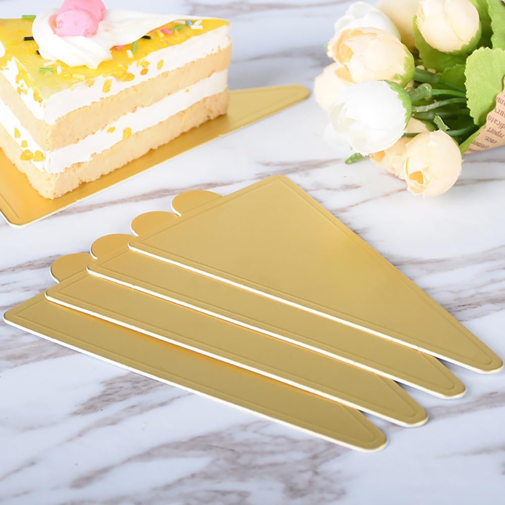 100 Pcs Mini Golden Cake Base, Triangle Party Cake Stand, Disposable Cake Board