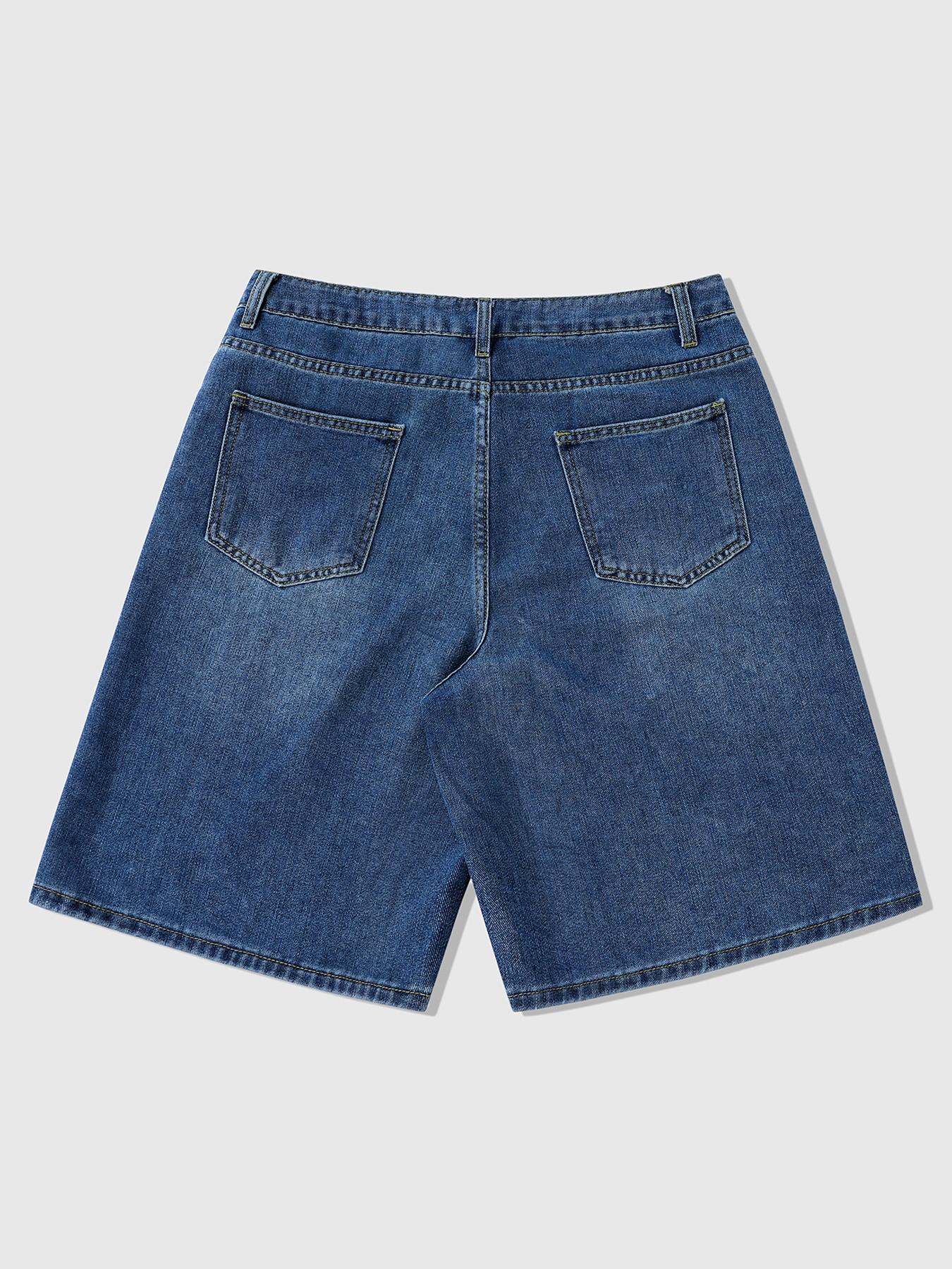 Men's Denim Shorts with Rhinestone Decoration, Loose-Fit Design, Fashionable and Comfortable, Ideal for Casual Wear, Streetwear and Daily Use