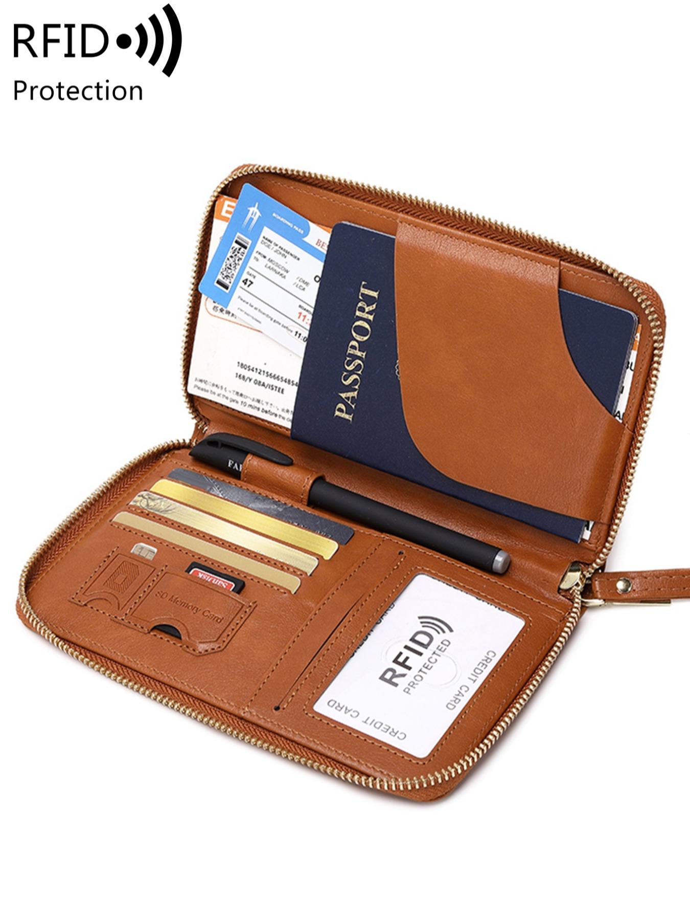 Fashionable Solid Color Passport Case, Passport Cover, Multi-functional Zipper Travel Card Holder, Durable Fashion Wallet Travel Accessories